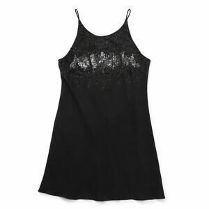 Cachet Beaded Sequin Mini Dress Black Spaghetti Strap Y2K Party Size 12